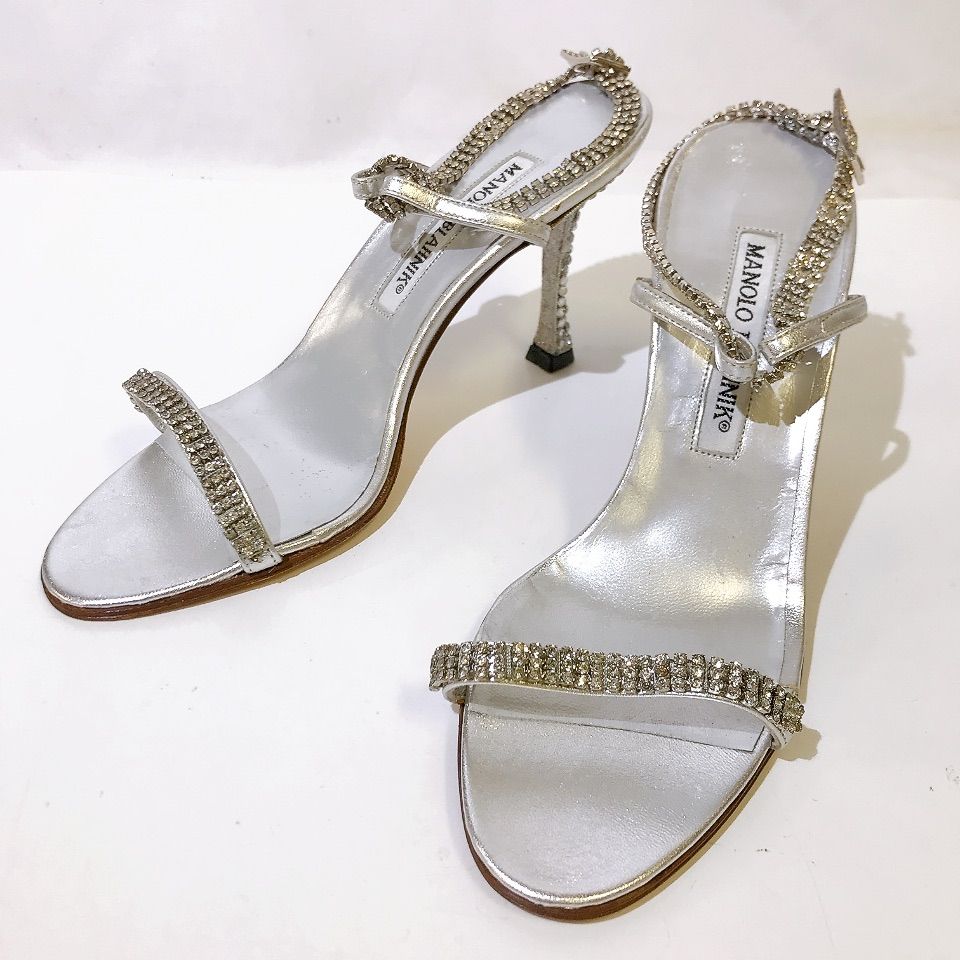 MANOLO BLAHNIK 35 シルバー ミュール マノロブラニク