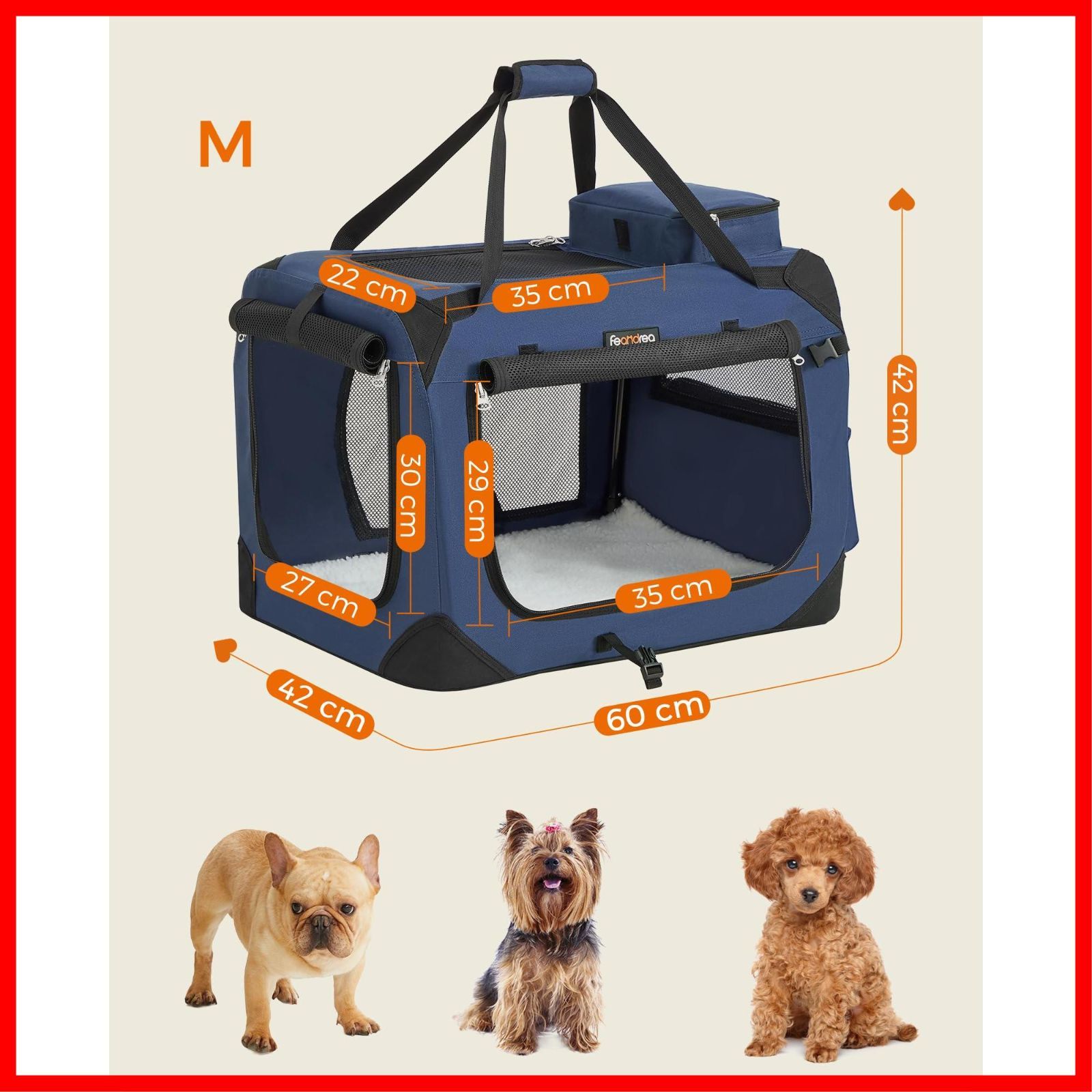 迅速発送】FEANDREA キャリーバッグ 中型犬 大型猫 ペットキャリー 省