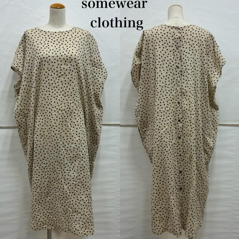 古着 ワンピース ロングスカート somewear clothing サムウェアクロージング 2way フレンチ スリーブ ノーカラー 水玉 ドット ロング ワンピース