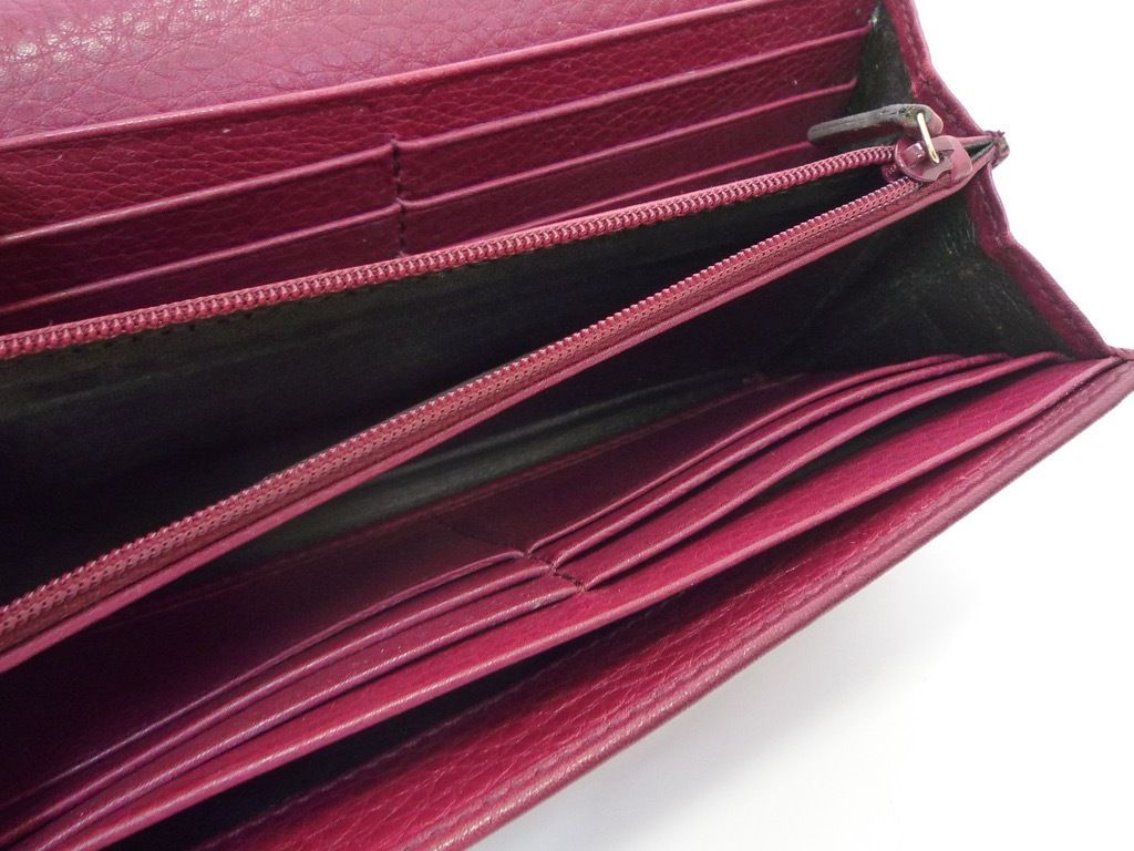 GUCCI グッチ 財布 長財布 バンブー カーフレザー 本革 ボルドー 