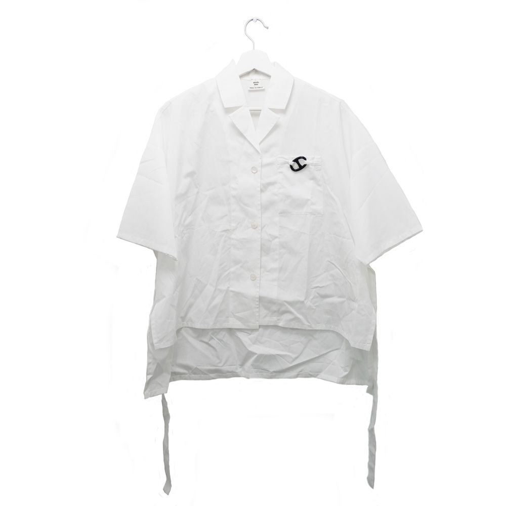 【名東】エルメス シェーヌダンクル 半袖 ボタンシャツ 36 ホワイト Chemise de plage コットン100% レディース 名東】エルメス シェーヌダンクル 半袖 ボタンシャツ 36