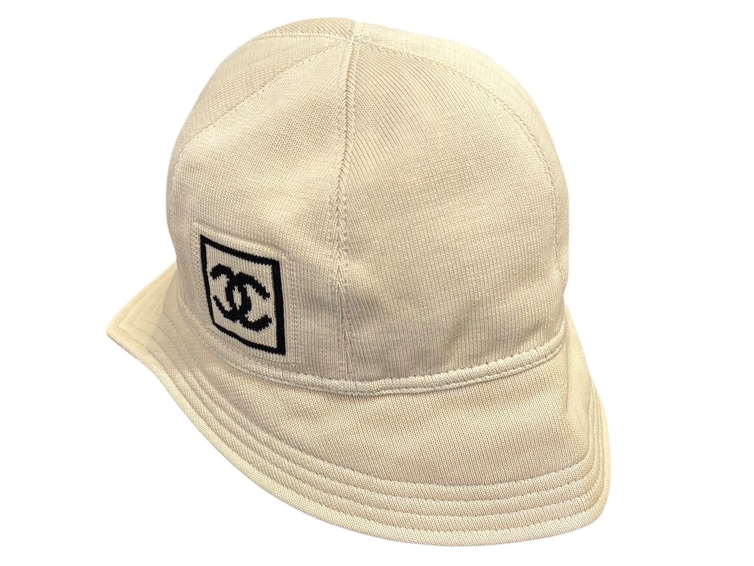 CHANEL シャネル スポーツライン バケットハット ココマーク ベージュ コットン サイズM 4b007605