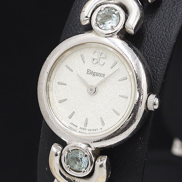 【稼働/良品】Elegance クォーツ 2200-242408 シルバー エレガンス QZ 2200-242408 シルバー文字盤 レディース腕時計