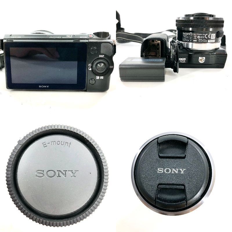 SONY ソニー NEX-5R ミラーレス一眼カメラ レンズ 2本付 SELP1650 SEL55210 稼働品 ブラック 付属品あり【ND-565】