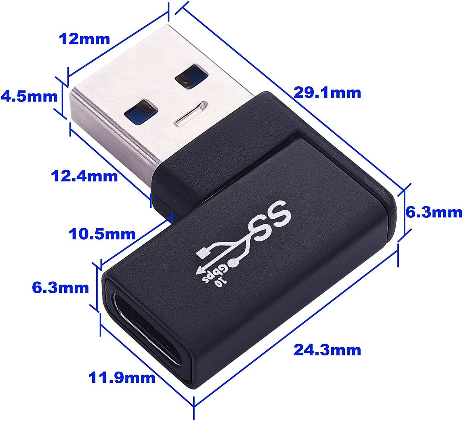 Sound Wave【 3.2 Gen2 10Gbps高速データ転送 L字 アダプター 】USB延長コネクタ USB-C メス to USB-A L字  オス 変換アダプタ Type-C メス Type-A オス 5A 急速充電 C-USB L3個 メルカリ