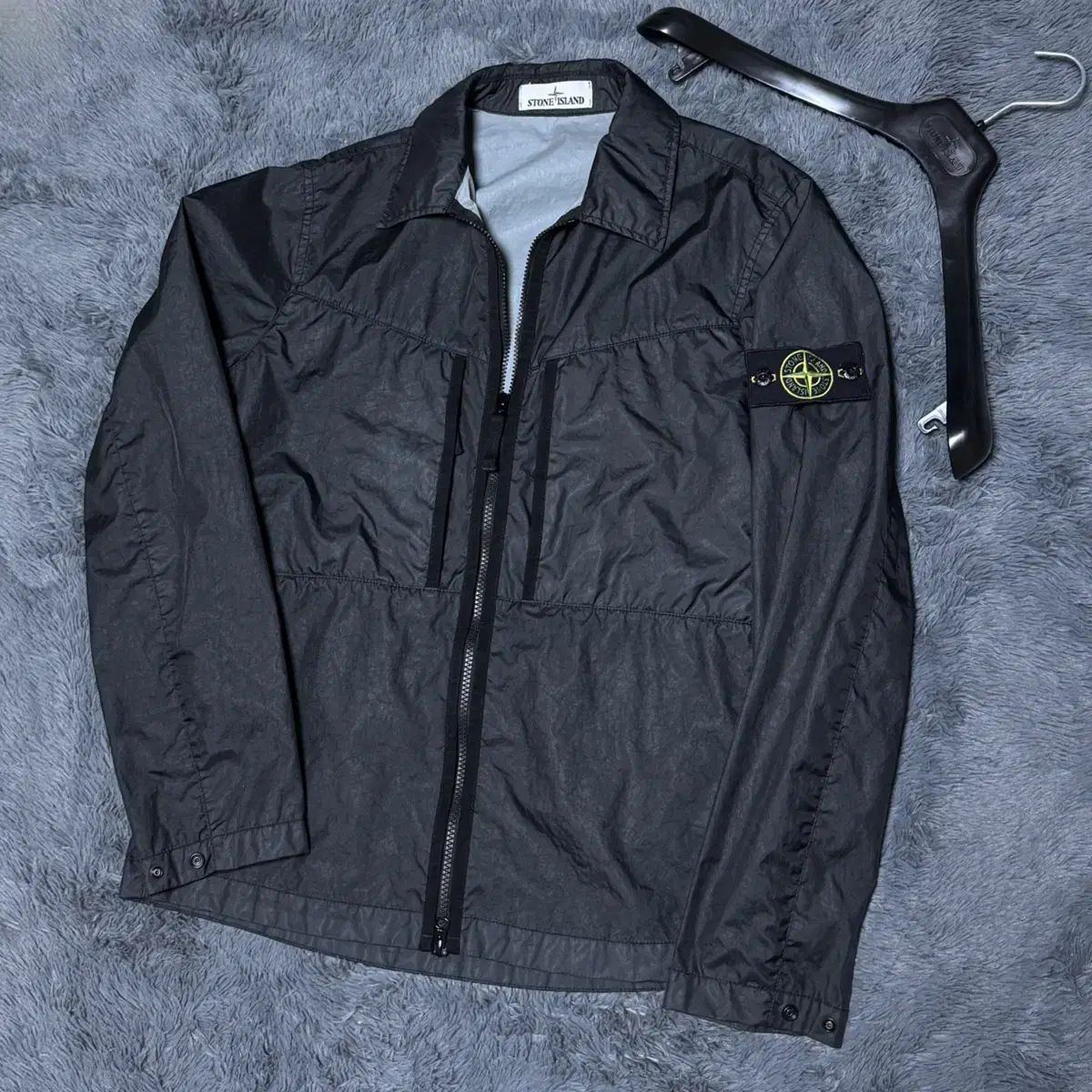 21-22年式|S STONE ISLAND ストーンアイランド メンブラーナ ブラック オーバーサイズシャツ ジャケット