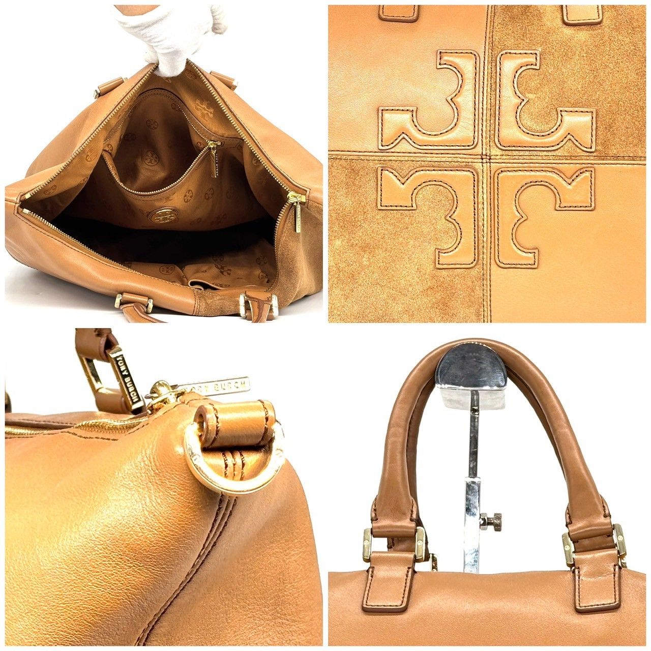 Tory Burch ナタリー サッチェル　ハンドバッグ　ビッグロゴ　スエード Tory Burch ナタリー サッチェル ハンドバッグ ビッグロゴ スエード