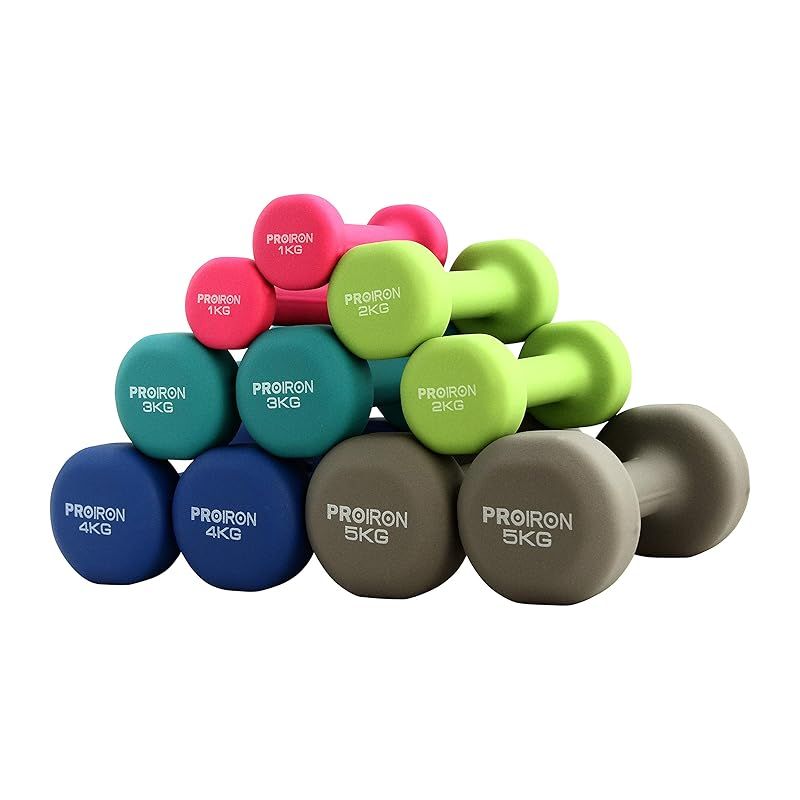 PROIRON ダンベル 10kg 2個セット エクササイズ ネオプレンゴムコーティング 筋力トレーニング 筋トレ シェイプアップ 鉄アレイ 鉄アレー 1