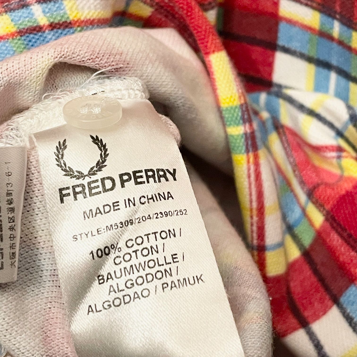 FRED PERRY チェック柄半袖鹿の子ポロシャツ マルチカラー S