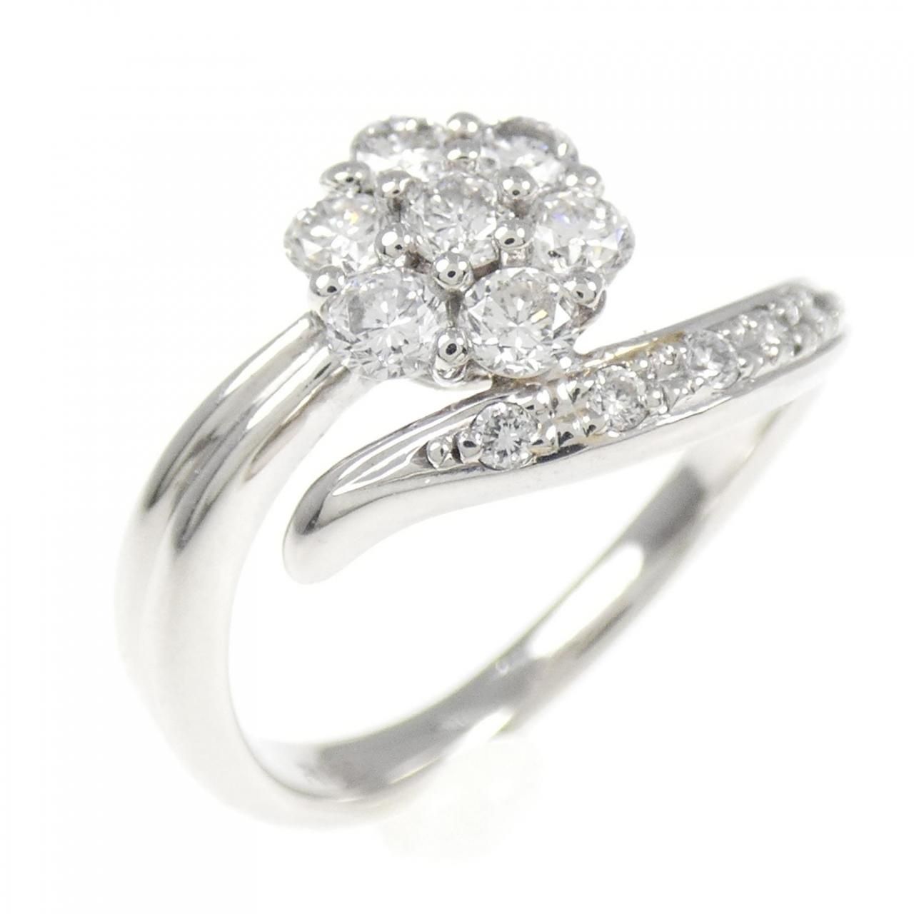 K18WG ダイヤモンド0.5カラット K18WG ダイヤモンド リング 0.50CT ダイヤ0.2ct. K18リング K18WG