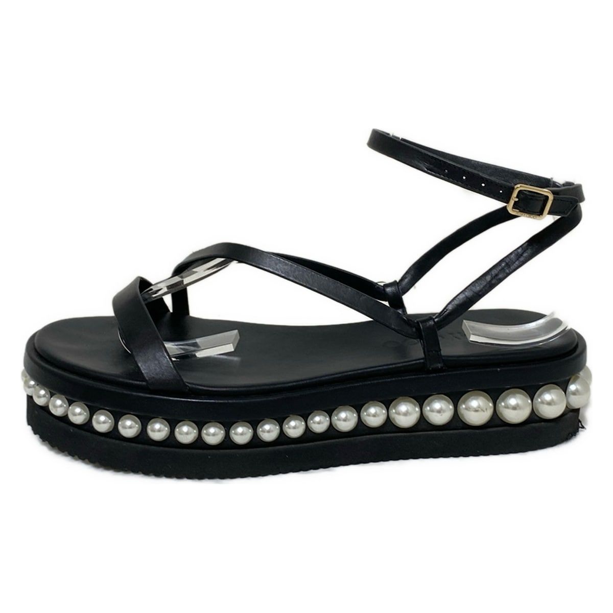 ジミーチュウ サンダル　パール　黒 JIMMY CHOO(ジミーチュウ) サンダル 38 レディース - 黒 パール