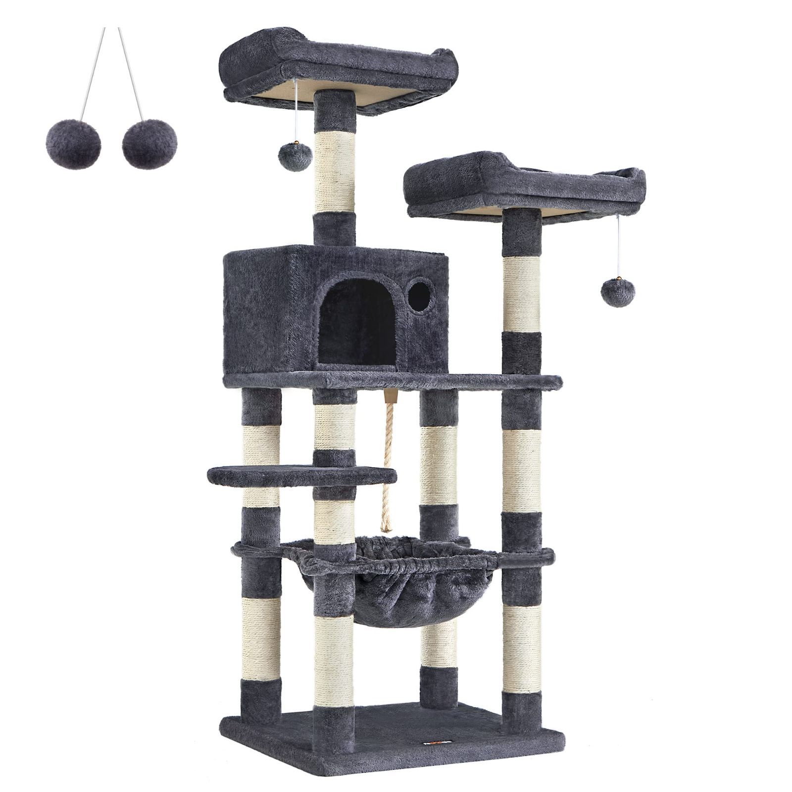 FEANDREA キャットタワー 大型猫 据え置き 猫タワー 多頭飼い 大型ハンモック耐荷重20kg 高さ143CM PCT15GYZ