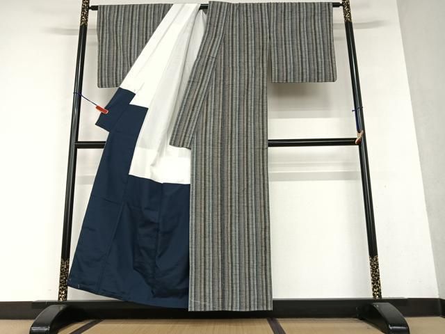 平和屋着物●古代結城紬　縞　証紙付き　正絹　逸品　未使用　AAAY0119zg 平和屋着物○古代結城紬 縞 証紙付き 正絹 逸品 未使用 AAAY0119zg