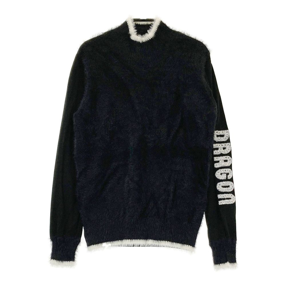 サイズ 2 DANCE WITH DRAGON ダンスウィズドラゴン ハイネック ニット 長袖シャツ ボア切替 ブラック系 240101479721 ゴルフウェア レディース ストスト