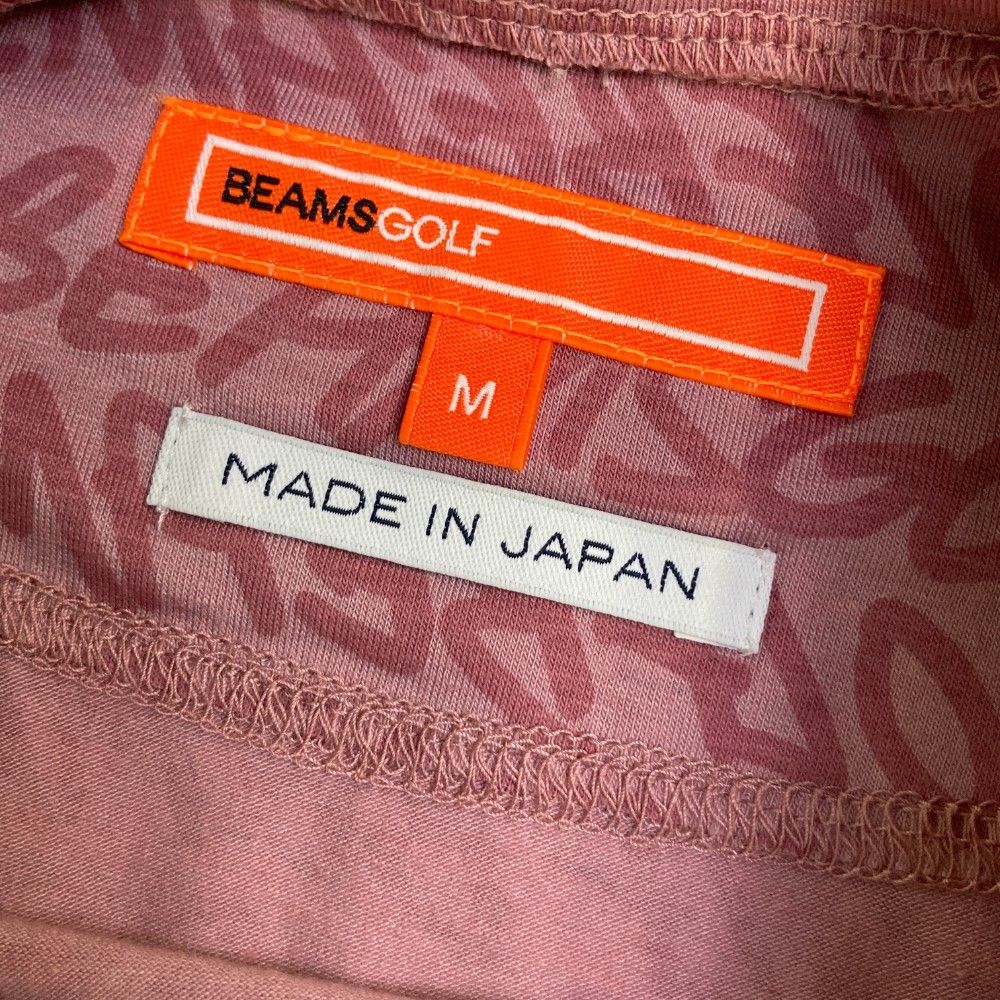 サイズ：M BEAMS GOLF ビームスゴルフ  ハイネック 半袖Tシャツ ロゴ総柄 ピンク系 [240101442433] ゴルフウェア レディース ストスト BEAMS GOLF ビームスゴルフ ハイネック 半袖Tシャツ ロゴ総柄