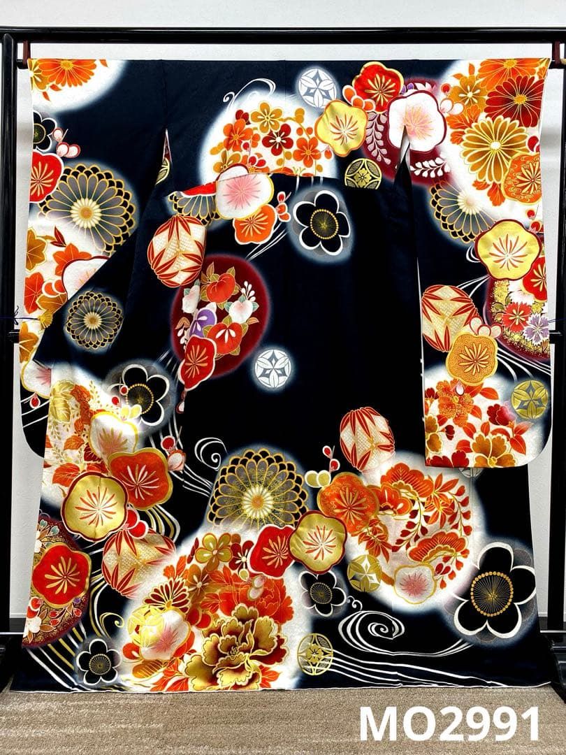 振袖 豪華 大輪 金駒 金彩 刺繍 紋意匠 身丈166cm 撥水加工済 振袖