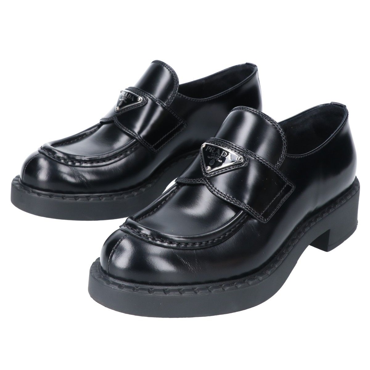 PRADA プラダ　トライアングル　三角プレート　チョコレート　38 1/2 黒 PRADA プラダトライアングル三角プレートチョコレート38 1/2 黒