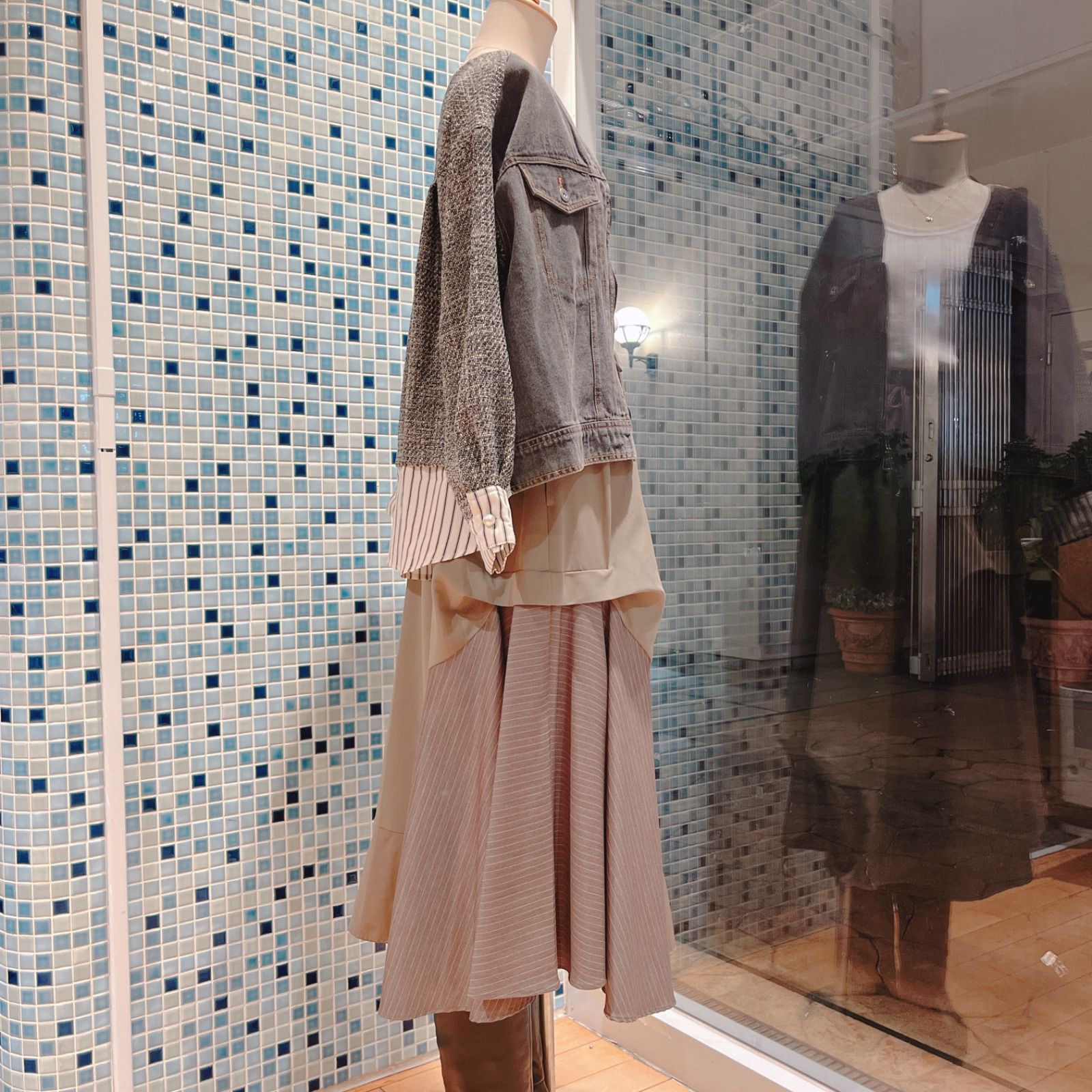 デニム×ツイード