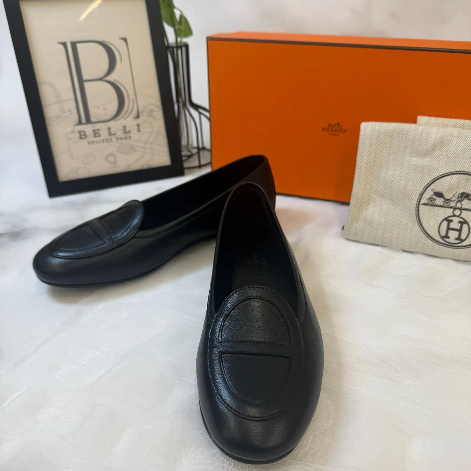 【極美品】エルメス　モカシン ジュリア　ブラック35.5 2025年最新】エルメスレディスモカシンジュリアの人気アイテム - メルカリ