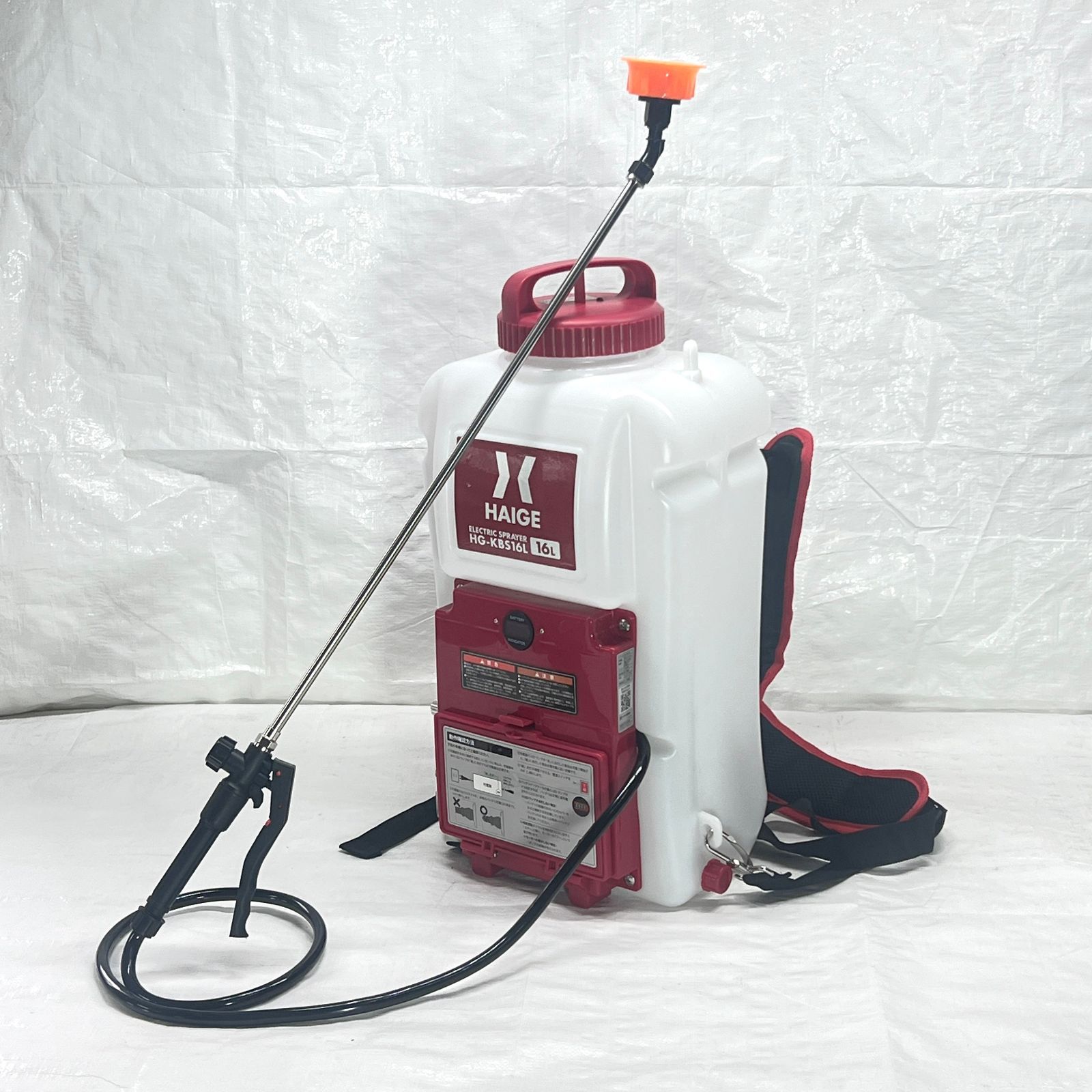 【タイムセール】【未使用】【展示品】 電動噴霧器 16L 背負い式 充電 バッテリー式 ノズル5種付 HG-KBS16L レッド 【934-1】