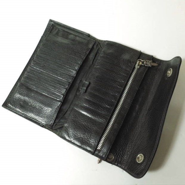 CHROME HEARTS クロムハーツ WAVE WALLET CROSS BUTTONS BLACK HEAVY
