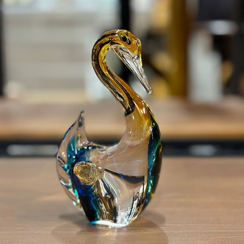 難あり※ MultiGlass マルティグラス スワン ペア 2羽 セット ガラス