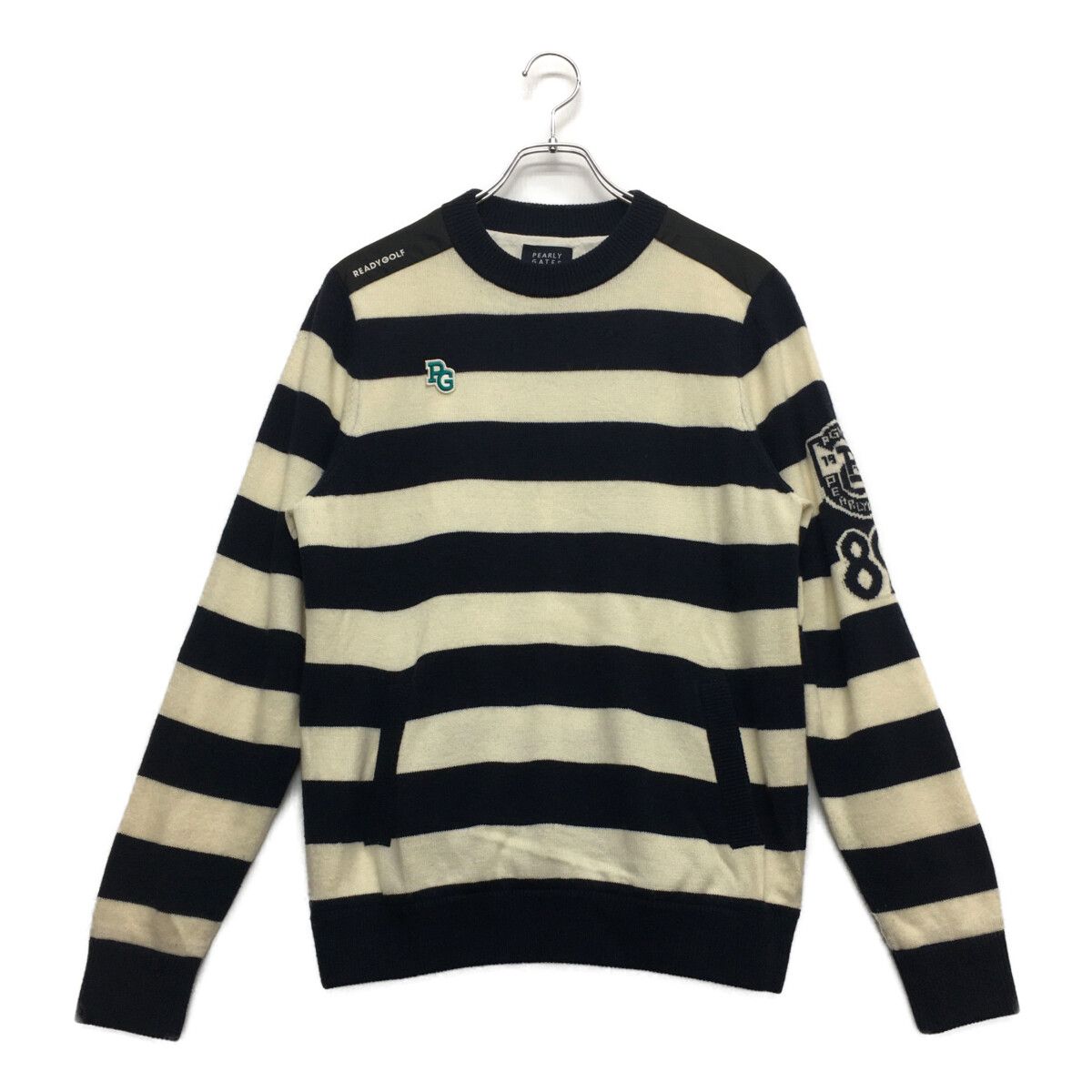 中古 メンズ パーリーゲイツ PEARLY GATES セーター 6(LL) 紺×白 裏地付き ボーダー