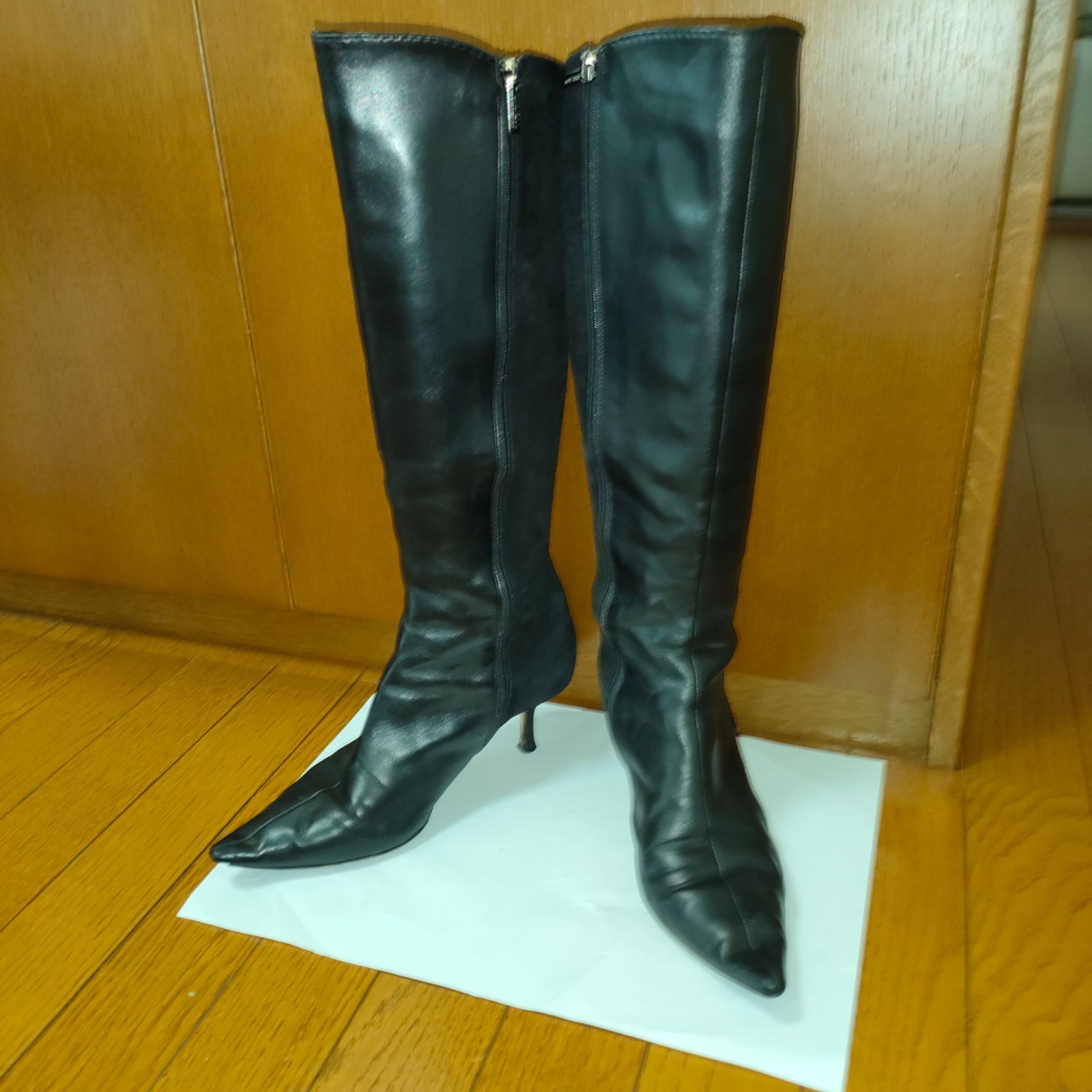 美品 ジミーチュウ JIMMY CHOO ロングブーツ レディース 黒 size35 1/2 Y00626ブラック付属品