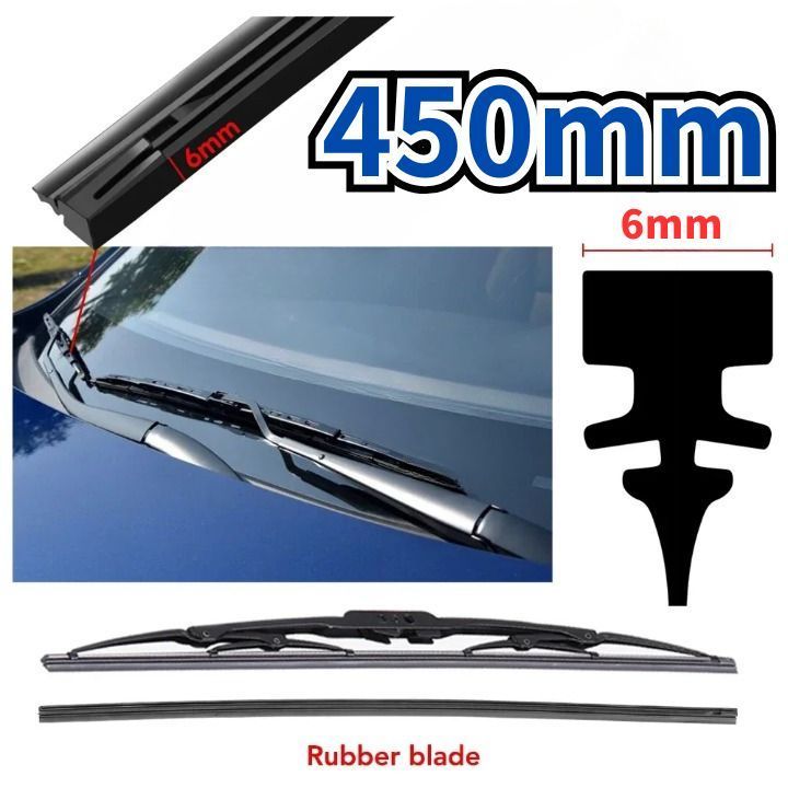 6mm交換用ワイパーゴム 450mmカット対応 グラファイト モリブデン配合 テフロン加工車種水切り性能