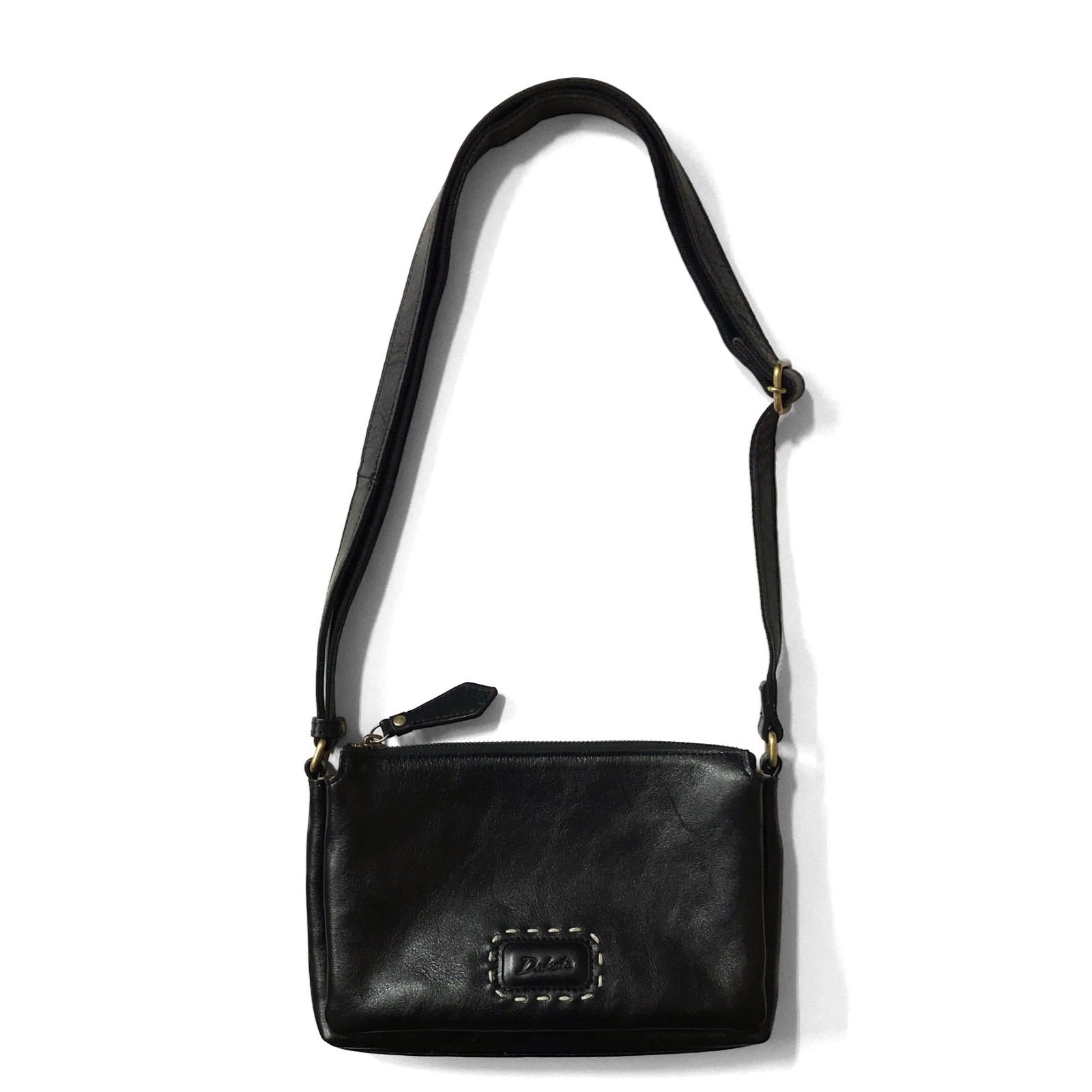 美品！Dakota ダコタ 黒×ゴールド金具 ブラックレザー ショルダー 