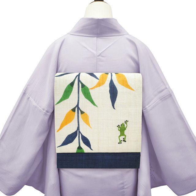 新品】 夏物 名古屋帯 未使用 栗山吉三郎 本大麻 和染紅型 麻