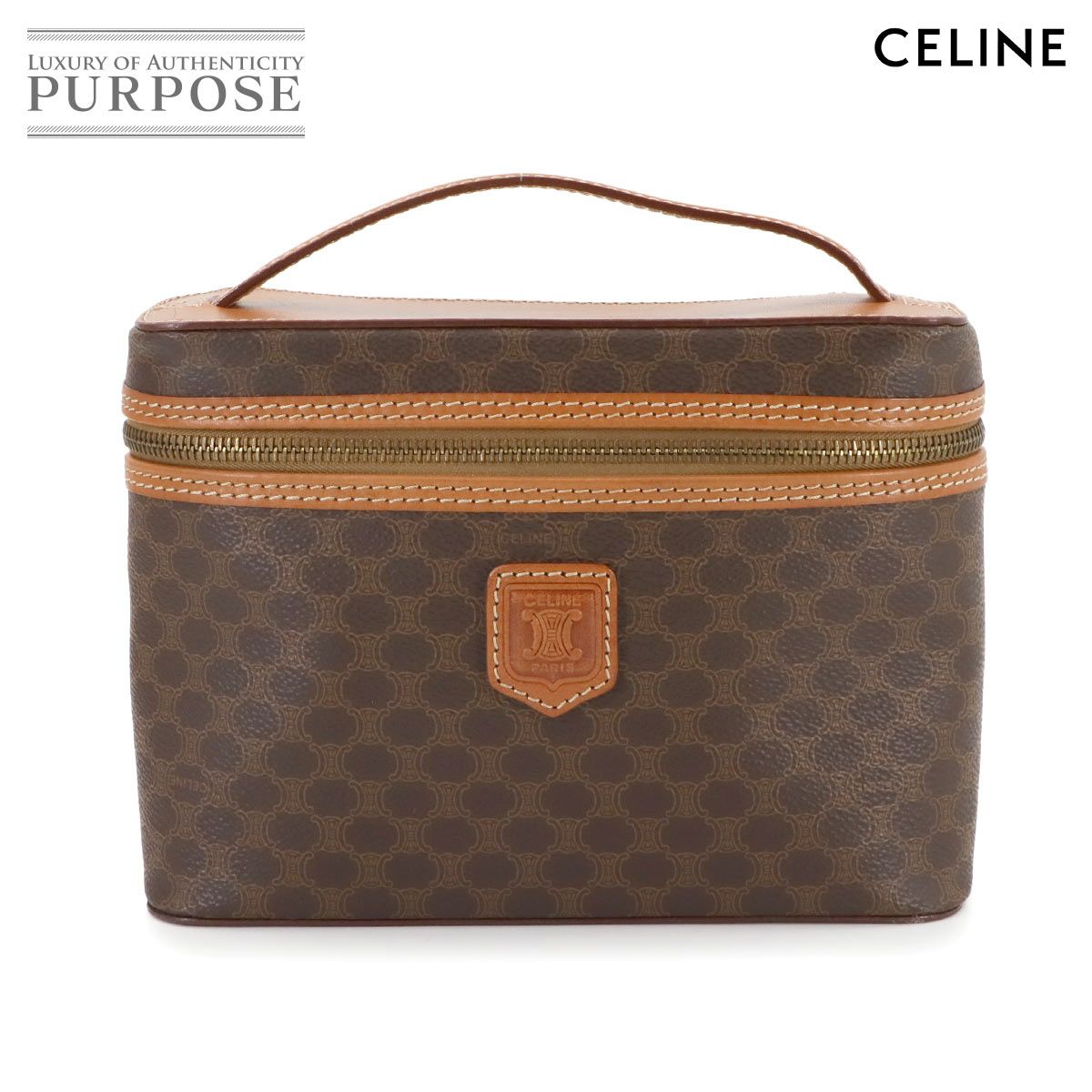 美品 セリーヌ CELINE マカダム柄 バニティ ハンド バッグ PVC