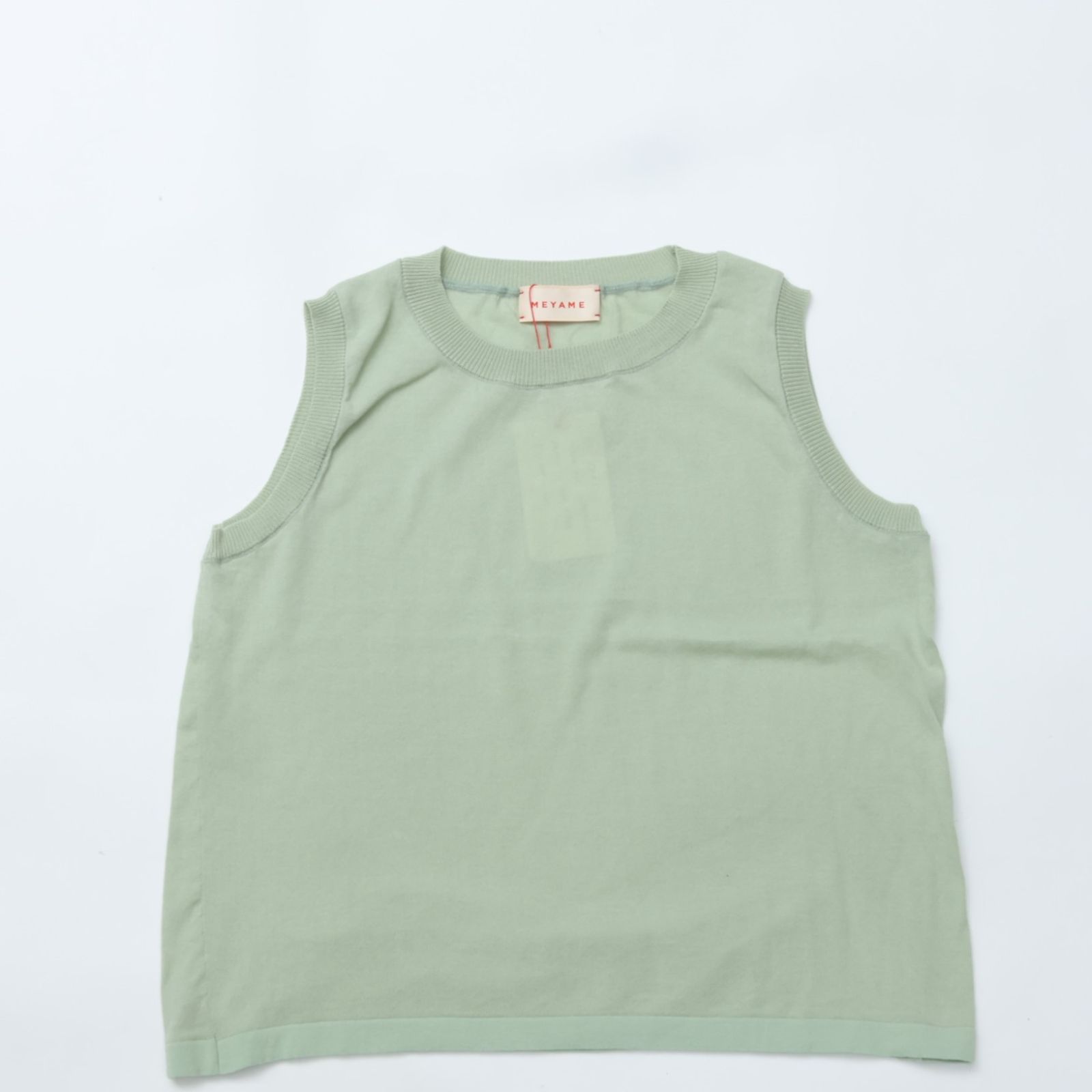 MEYAME メヤメ COTTON KNIT SLEEVELESS GREEN コットン ニット スリーブレス ノースリーブ 強撚