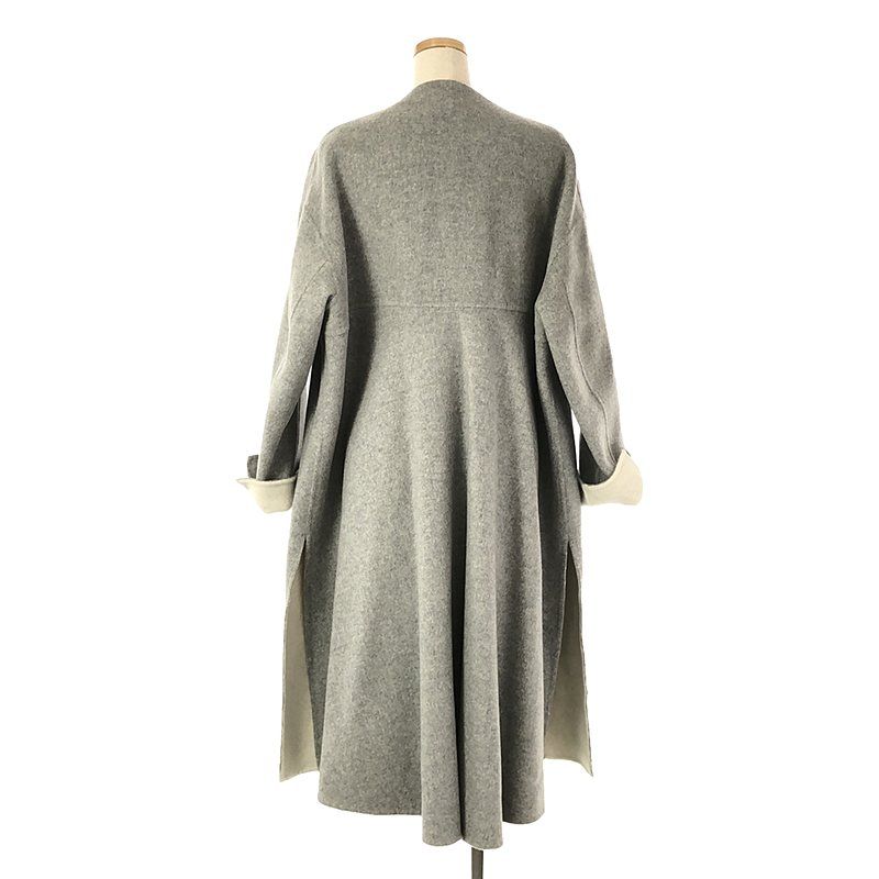美品 ENFOLD エンフォルド ウールリネン オーバーコート ノーカラー 36