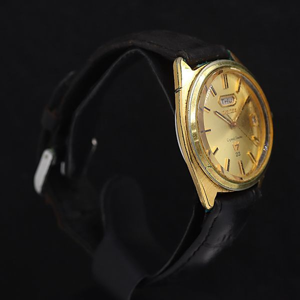 シチズン クリスタルセブン ゴールド デイデイト メンズ ラウンド アンティーク 自動巻き 時計 D031 CITIZEN シチズンクリスタルセブン 自度巻きメンズ 腕時計 稼働 良品