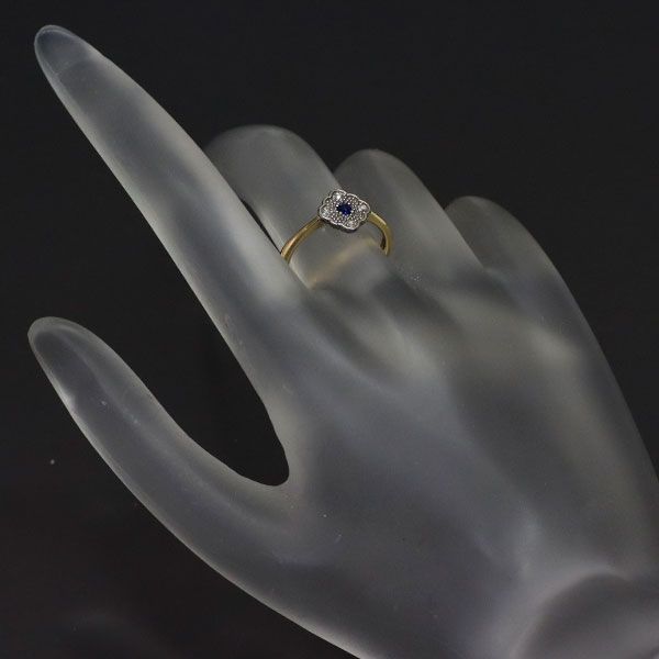 エテ K18YG/WG サファイア ローズカットダイヤモンド リング D0.02ct 