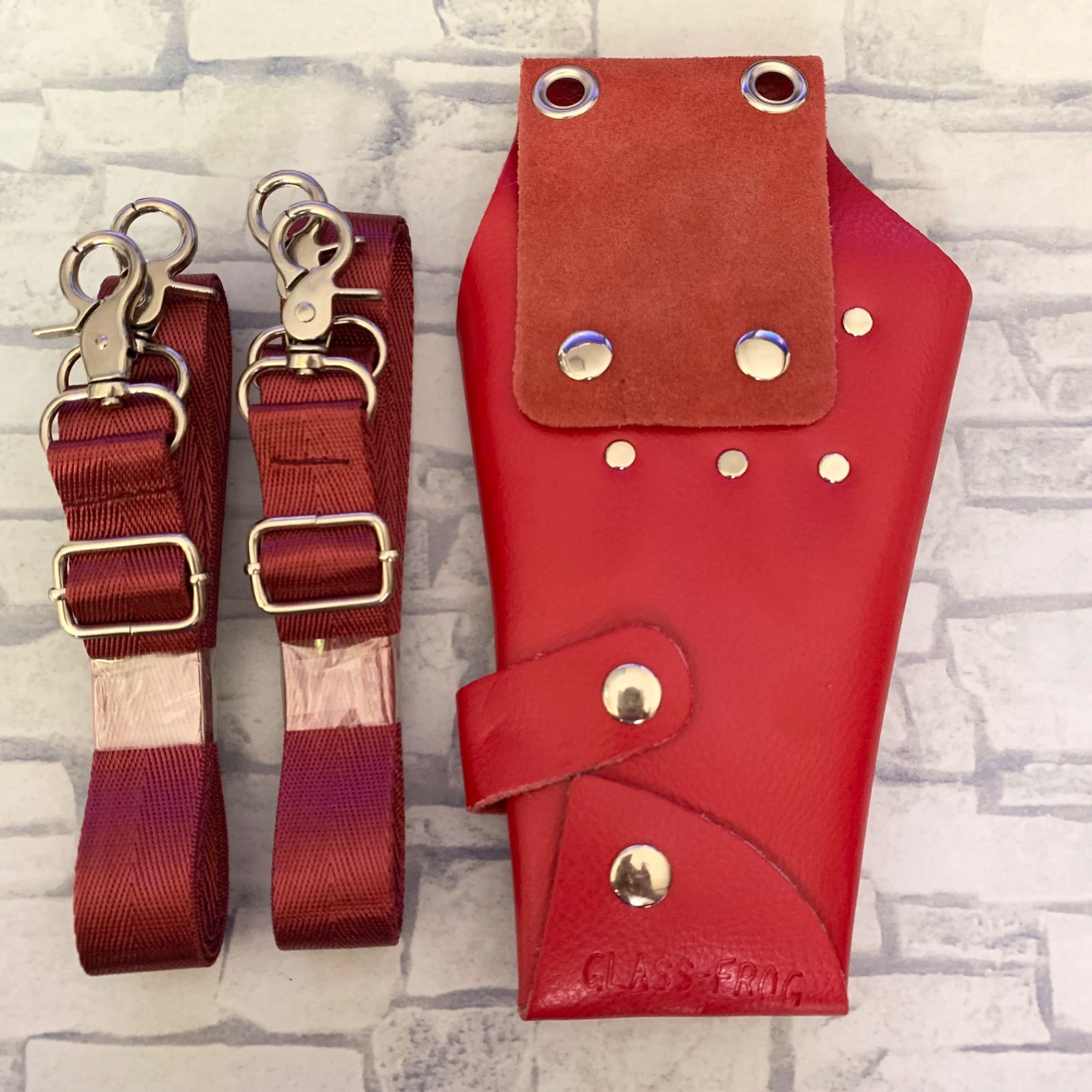 シザーケース 本革 4丁 レッド 本革レザーレッドA級シザーケース |