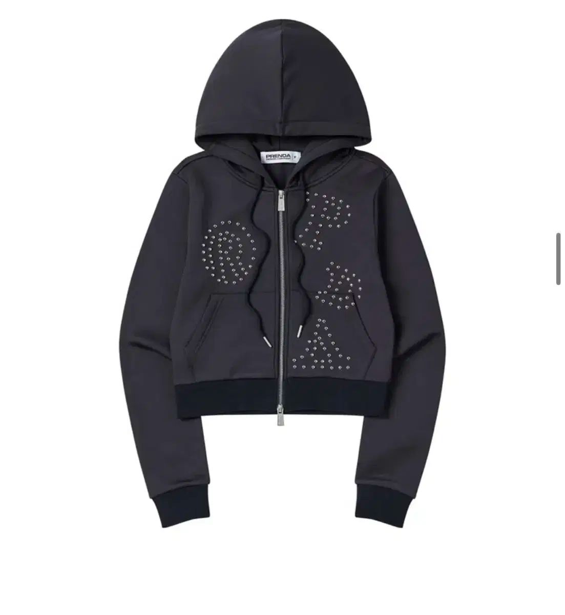 DimMoire スタッズ付きフードパーカー 黒 スタッズ ジップアップパーカー フード付き 黒 DimMoire スタッズ付き