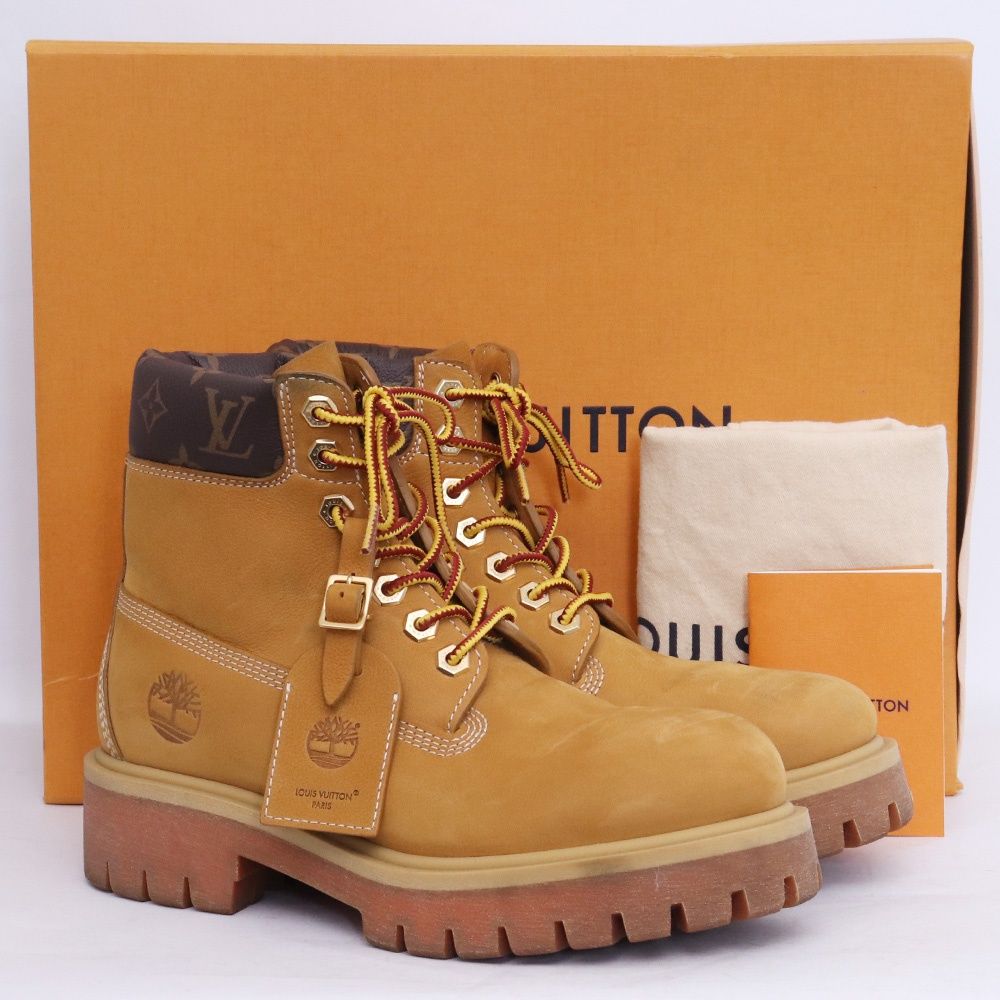 LOUIS VUITTON × TIMBERLAND レザーアンクルブーツ サイズ8.5 ベージュ 1AD751