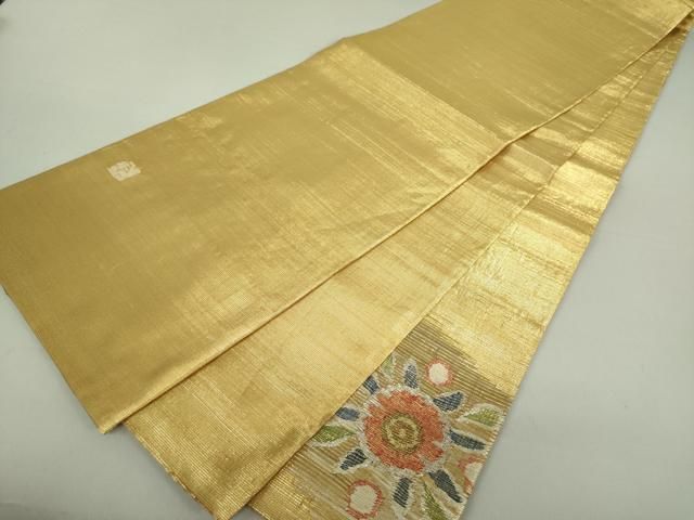 平和屋着物○西陣図案家 徳田義三 太鼓柄袋帯 正倉院花菱文 金銀糸  