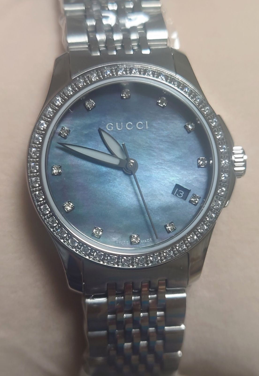 ☆ GUCCI 時計　ダイヤモンド マザーオブパール オーバーホール済み 新品未使用 グッチ GUCCI ダイヤ シェル マザーオブパール G