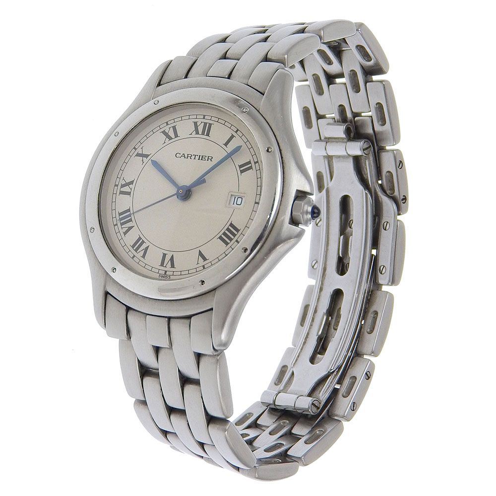 CARTIER カルティエ パンテールクーガーLM cal.87.06 ステンレススチール クオーツ アナログ表示 ユニセックス ホワイト文字盤 腕時計
