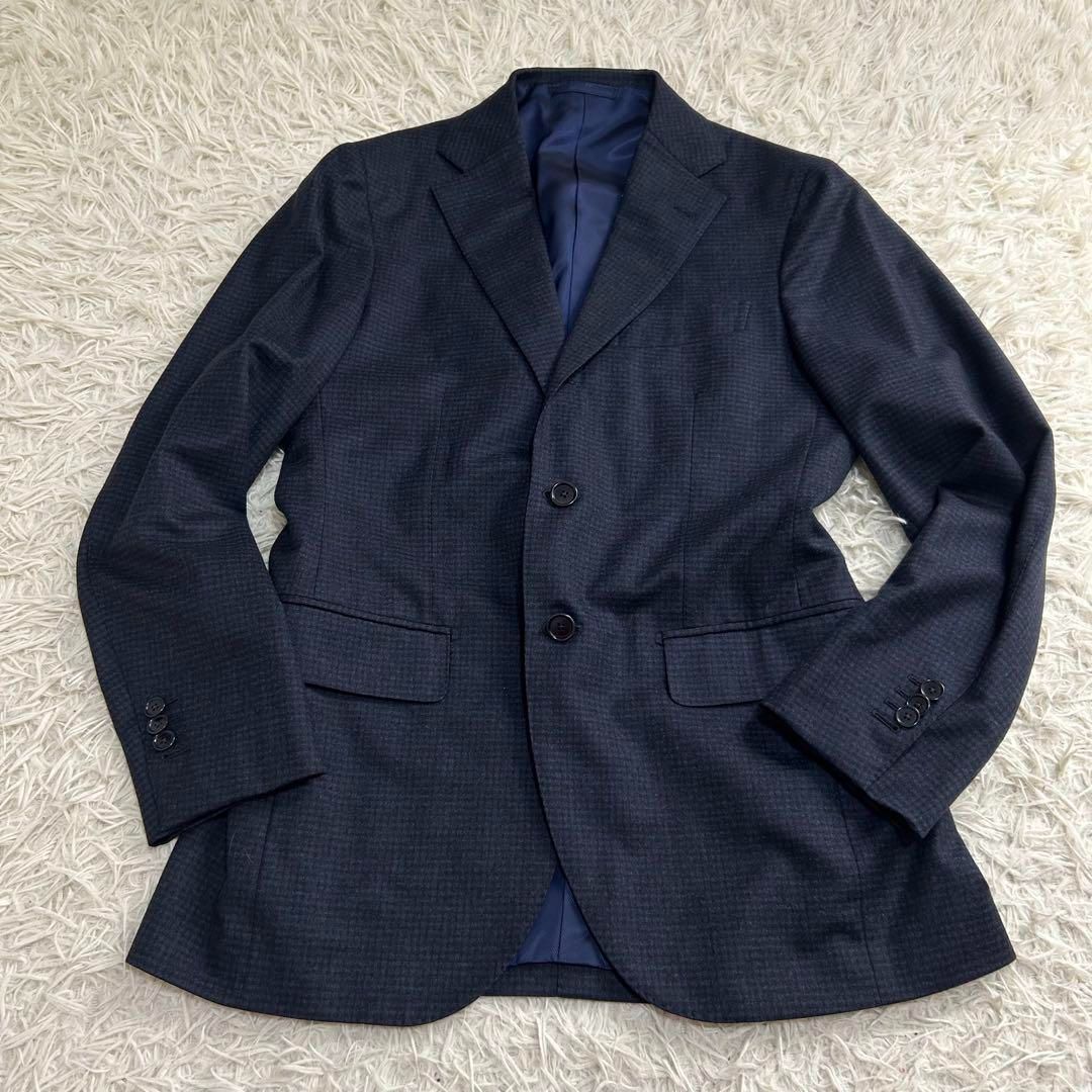 BEAMS F スリーピース セットアップ ウール ネイビー 千鳥格子