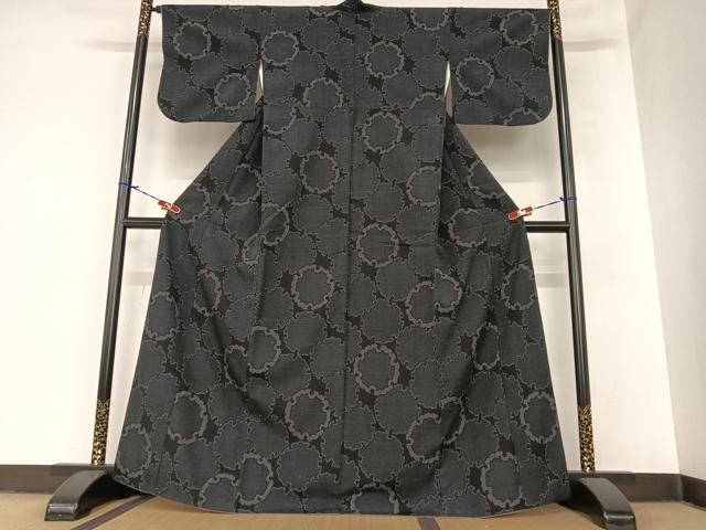 平和屋着物○お召 短冊杢目文様 正絹 逸品 AAAZ7503zg