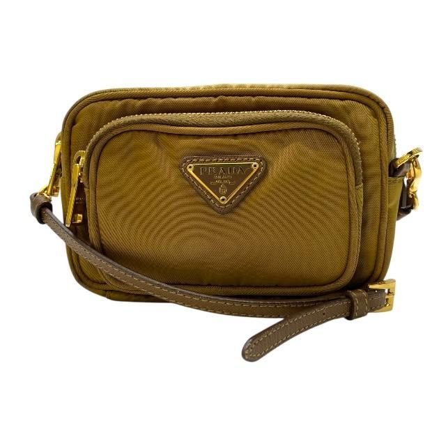 プラダ PRADA ポシェット ショルダーバッグ クロスボディ 斜めがけ ゴールド金具 ターコイズブルー レザー イタリア製 レディース