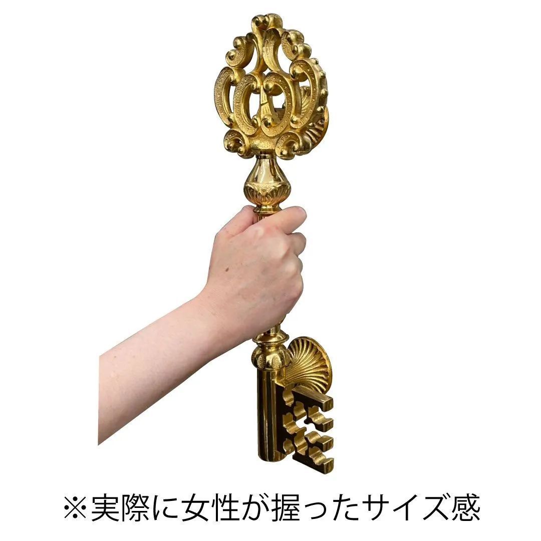 1点限定・真鍮製アンティーク鍵型ドアハンドル】レトロ調 ゴールド