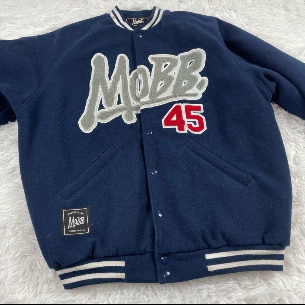 mobb モブ スタジャン ジャケット スタジアムジャンバー ネイビー L 