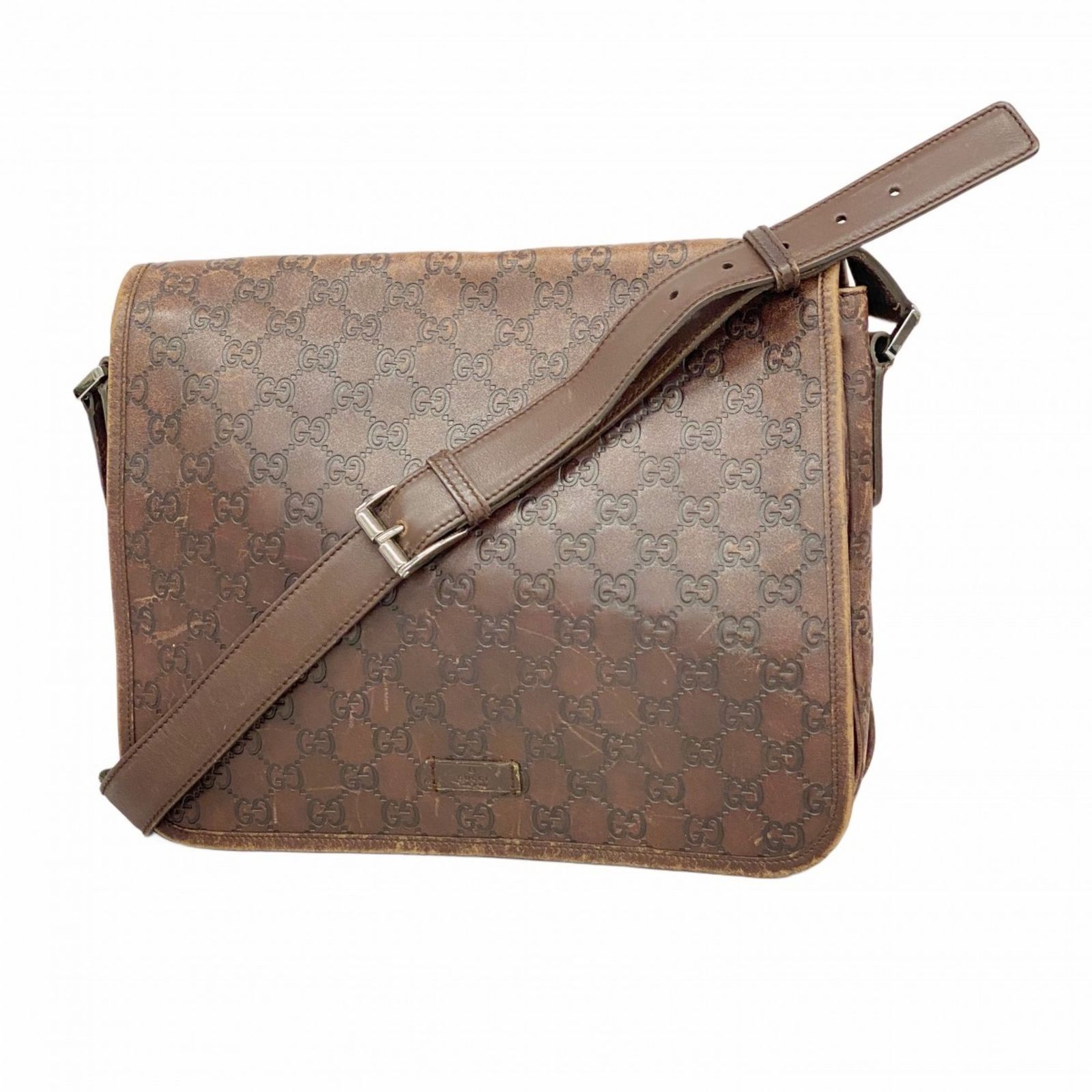 GUCCI グッチ シマ レザー メッセンジャー ショルダーバッグ 145844