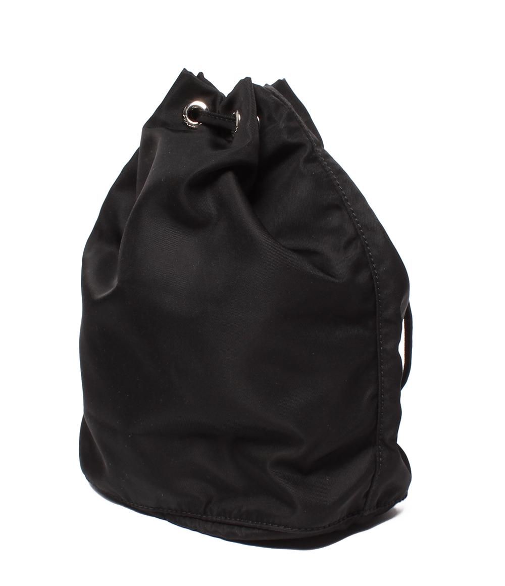 PRADA ポーチ 巾着型 コスメ バニティ 三角ロゴ テスートナイロン 黒 PRADA プラダ 巾着 白タグ ポーチ バニティ 三角ロゴ テスート