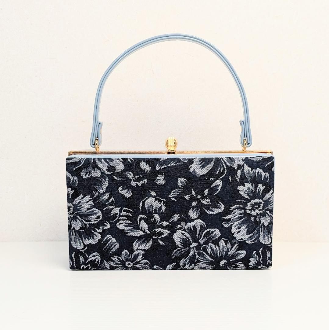 和装 草履バッグセット ジャガード 青 紺 ネイビー フリーサイズ u83-5